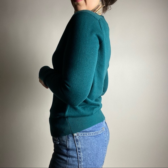 BANANA REPUBLIC V-Neck Cardigan Dark Teal Womens Small Petite - Picture 5 of 7